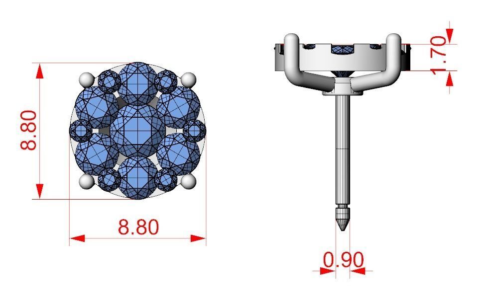 Pack Earrings with diamonds 3D Model Collection_27