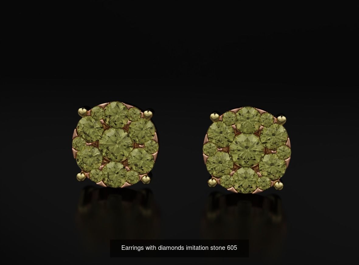 Pack Earrings with diamonds 3D Model Collection_16