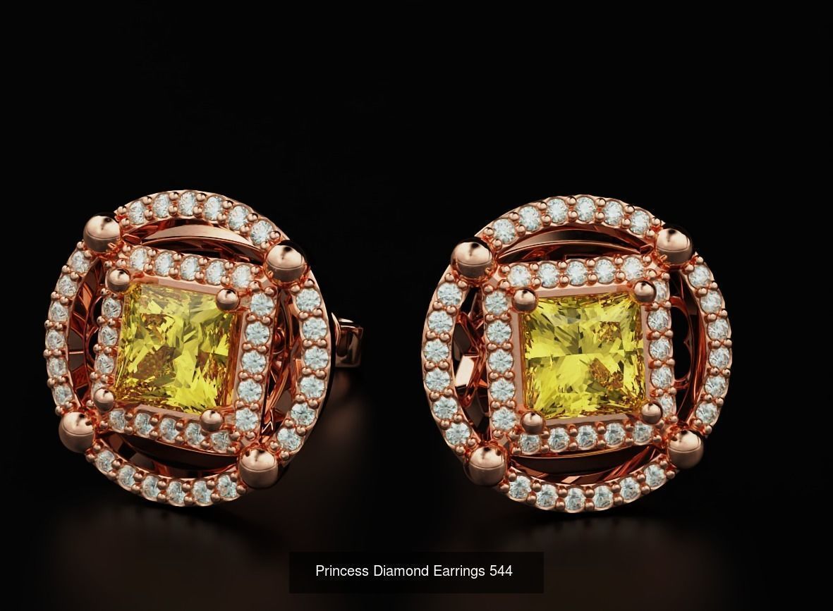 Pack Earrings with diamonds 3D Model Collection_8