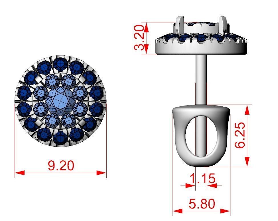 Pack Earrings with diamonds 3D Model Collection_26