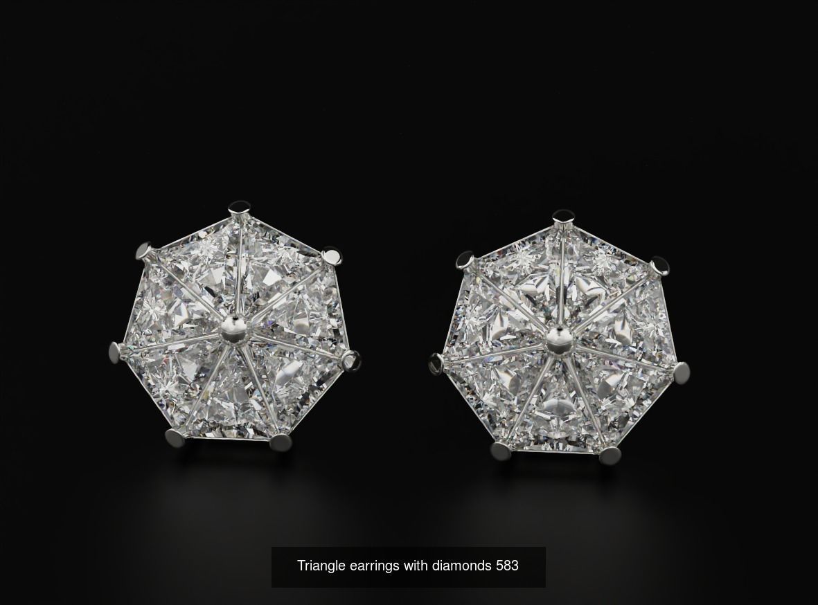 Pack Earrings with diamonds 3D Model Collection_14