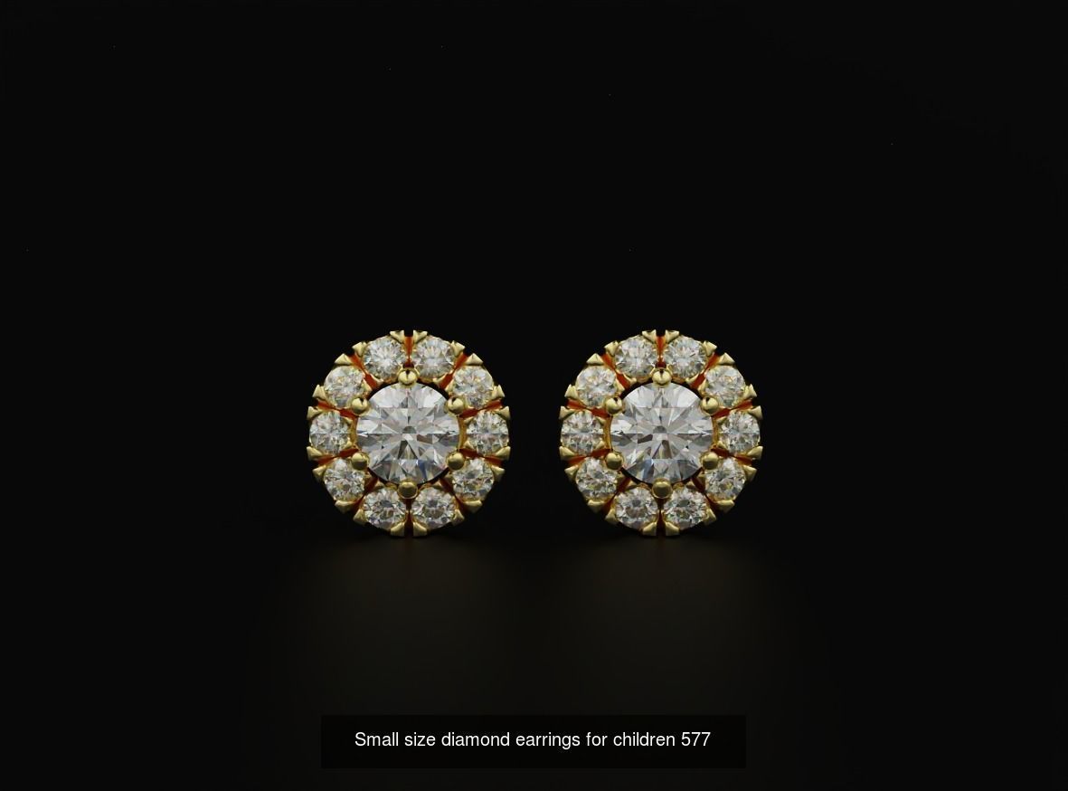 Pack Earrings with diamonds 3D Model Collection_12
