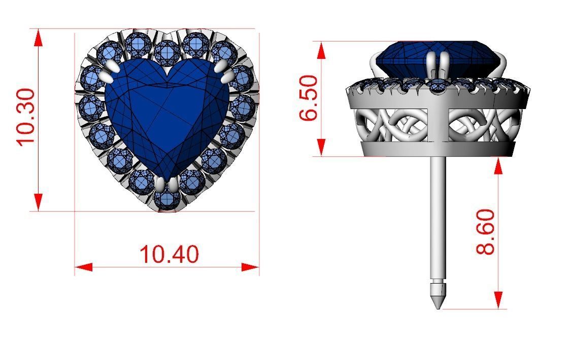 Pack Earrings with diamonds 3D Model Collection_22