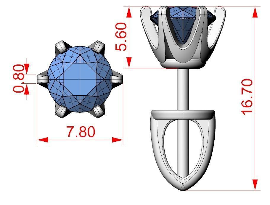 Pack Earrings with diamonds 3D Model Collection_21