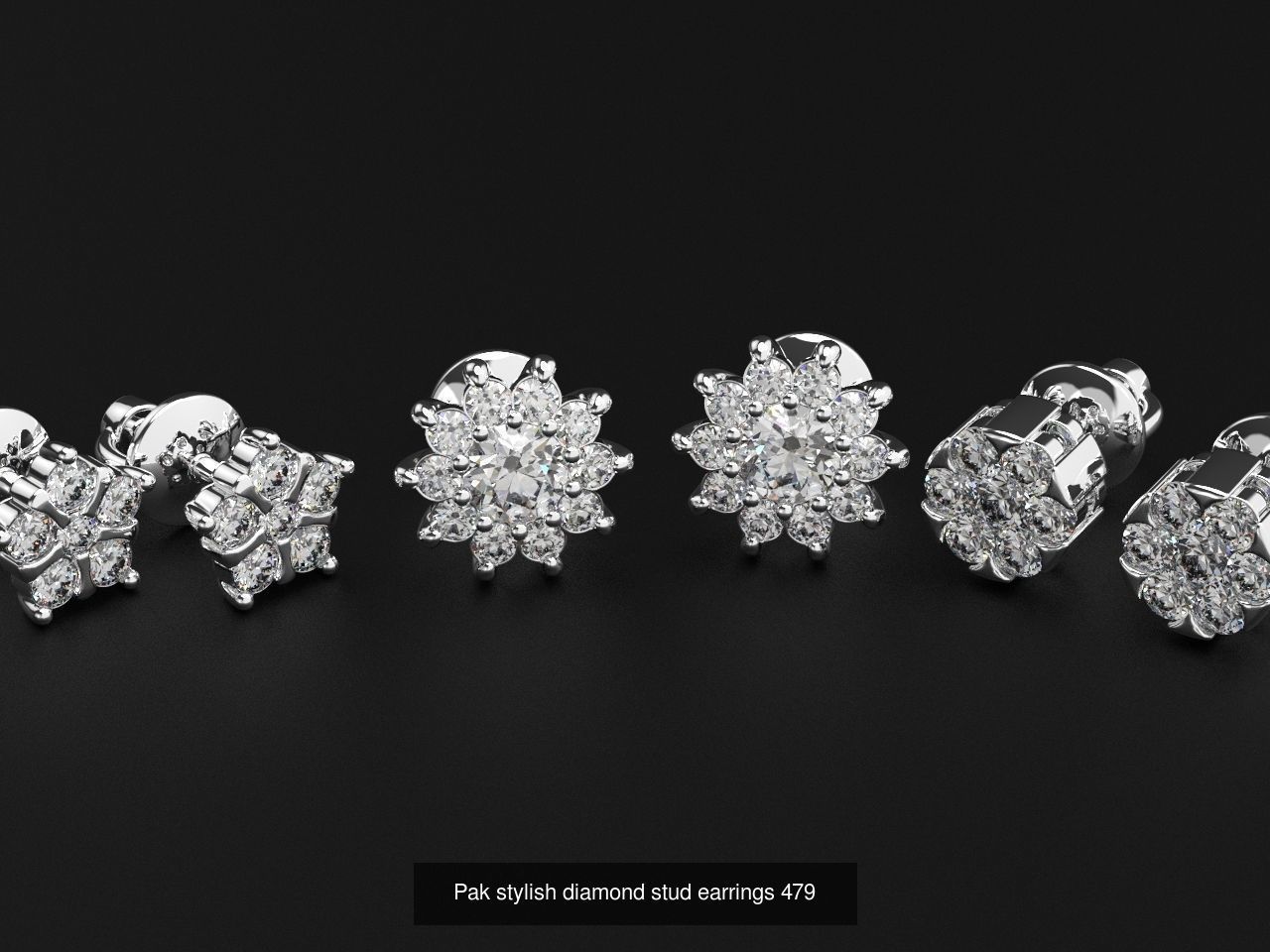 Pack Earrings with diamonds 3D Model Collection_7