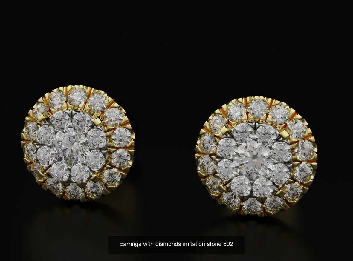 Pack Earrings with diamonds 3D Model Collection_15