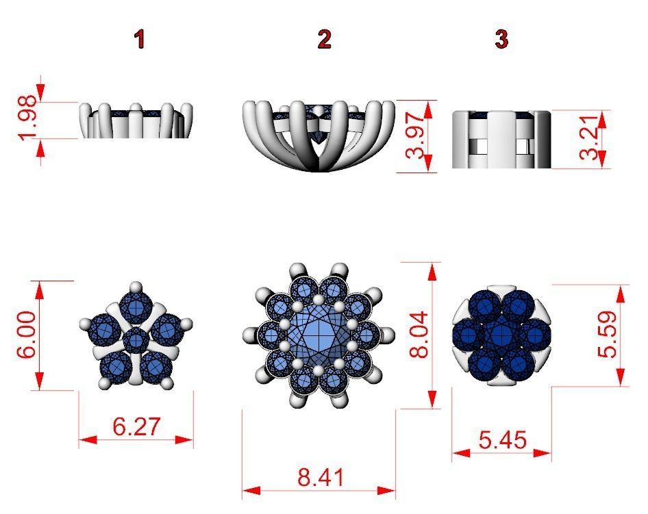 Pack Earrings with diamonds 3D Model Collection_18