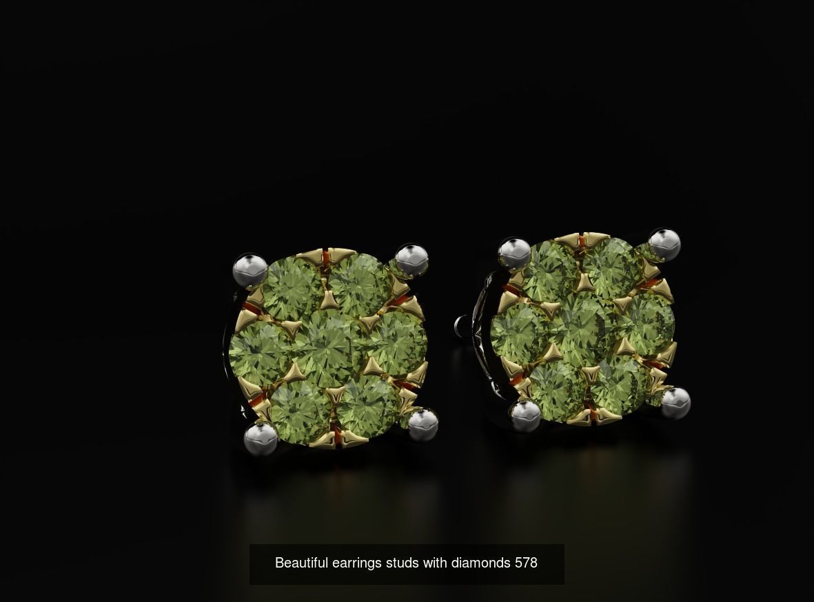 Pack Earrings with diamonds 3D Model Collection_13