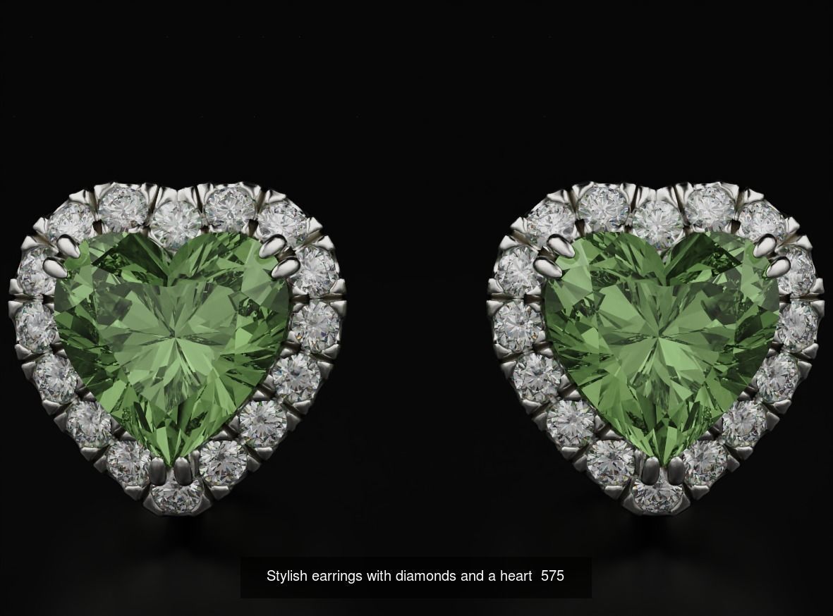 Pack Earrings with diamonds 3D Model Collection_11