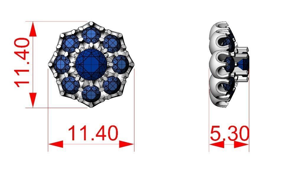 Pack Earrings with diamonds 3D Model Collection_20