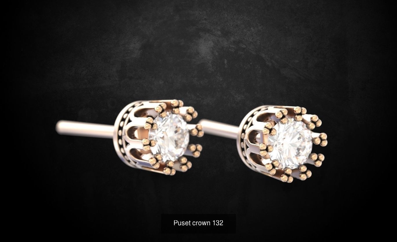 Pack Earrings with diamonds 3D Model Collection_6