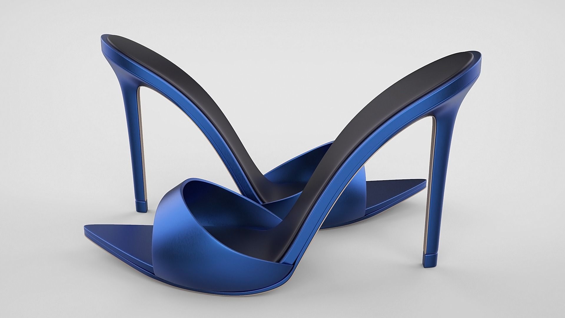Pointed high heel open toe mules shoes 3D model_75
