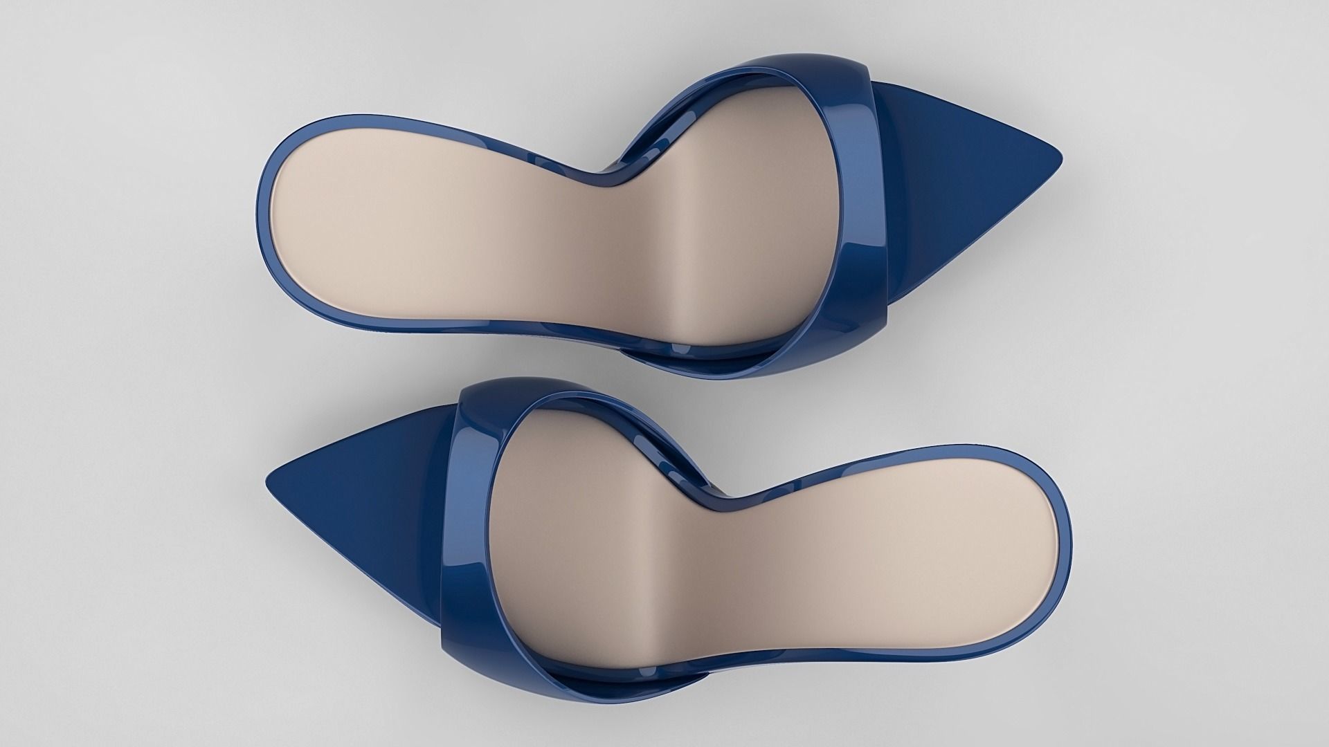 Pointed high heel open toe mules shoes 3D model_25