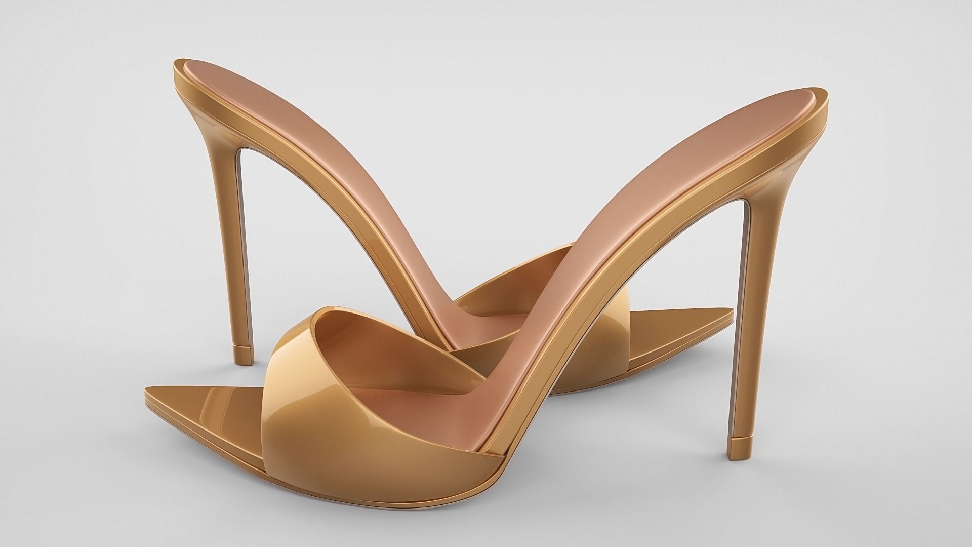 Pointed high heel open toe mules shoes 3D model_57