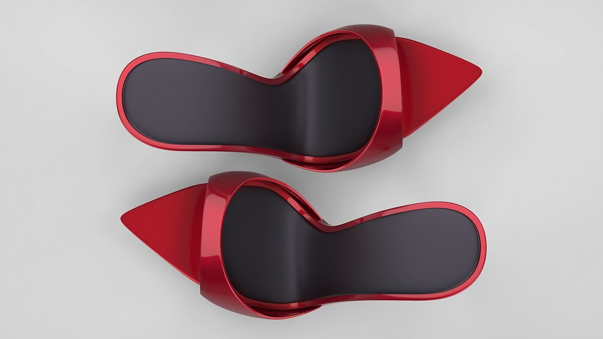 Pointed high heel open toe mules shoes 3D model_5