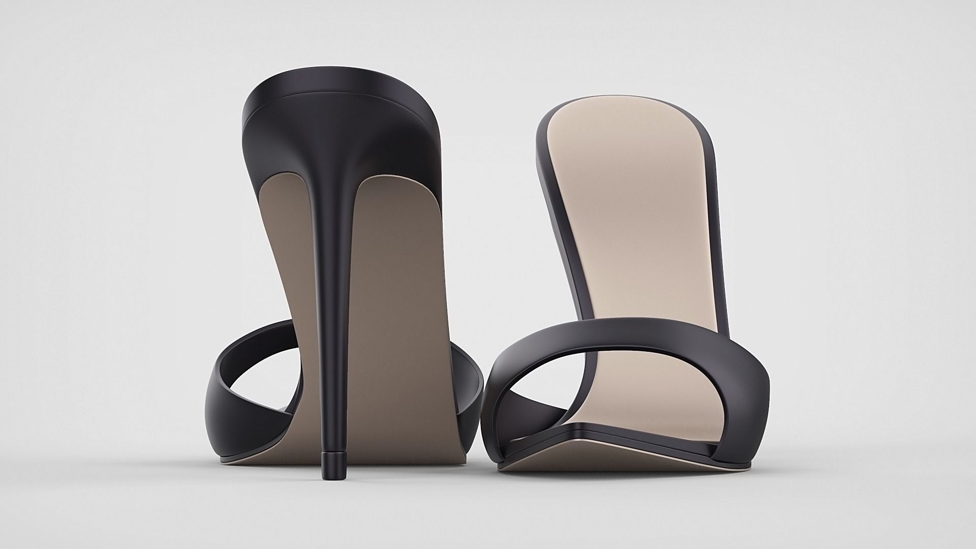 Pointed high heel open toe mules shoes 3D model_18