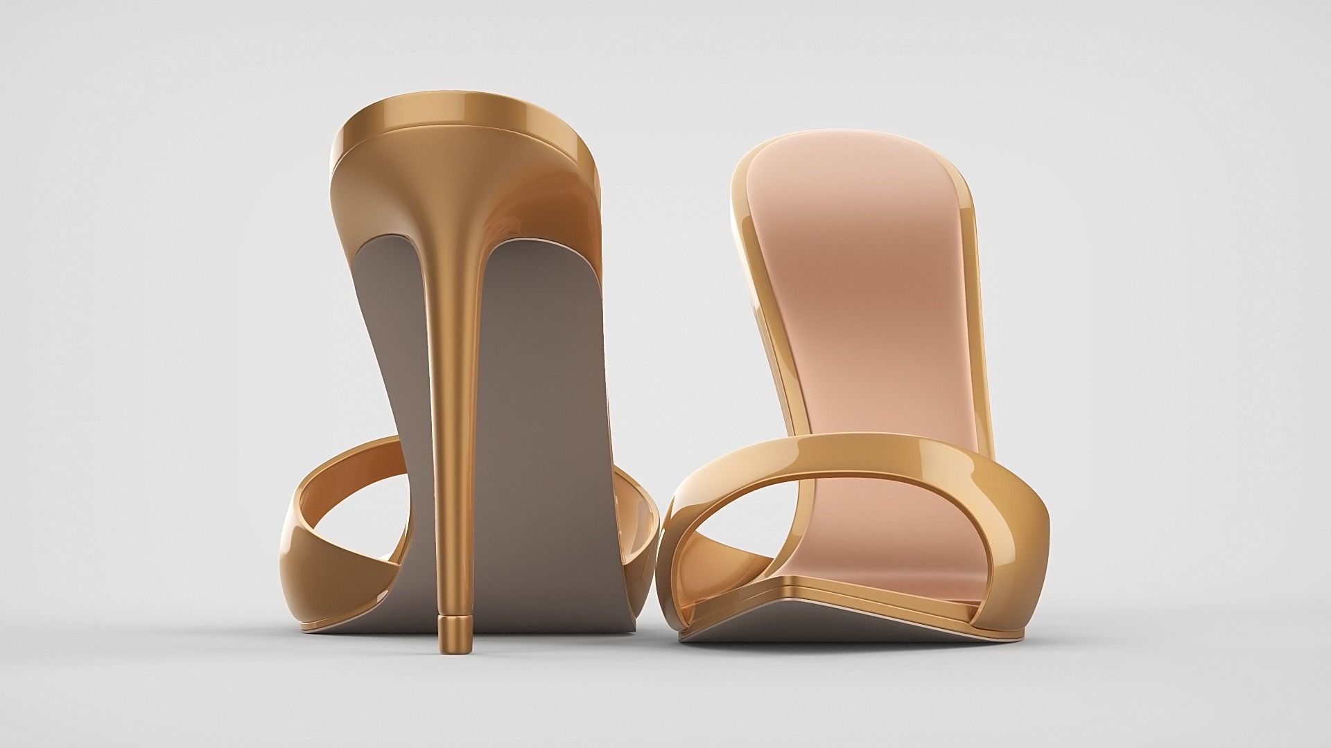 Pointed high heel open toe mules shoes 3D model_59