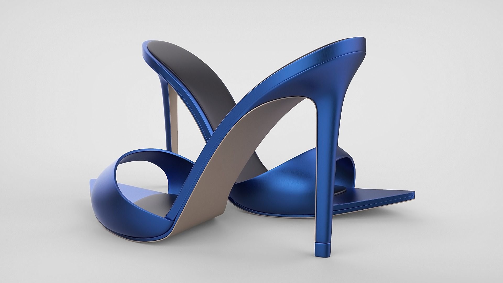 Pointed high heel open toe mules shoes 3D model_76