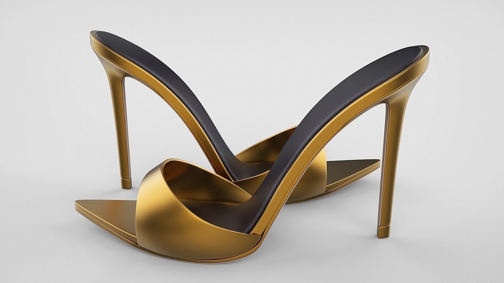 Pointed high heel open toe mules shoes 3D model_51