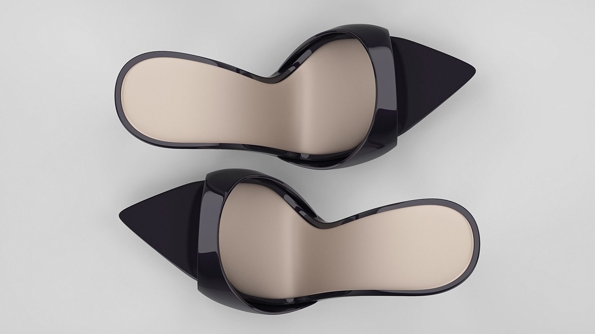 Pointed high heel open toe mules shoes 3D model_13