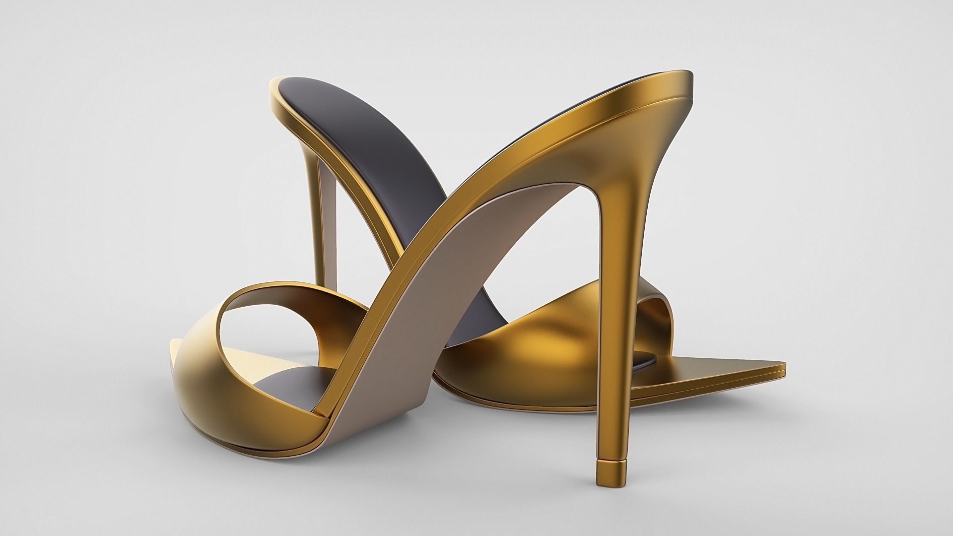 Pointed high heel open toe mules shoes 3D model_52