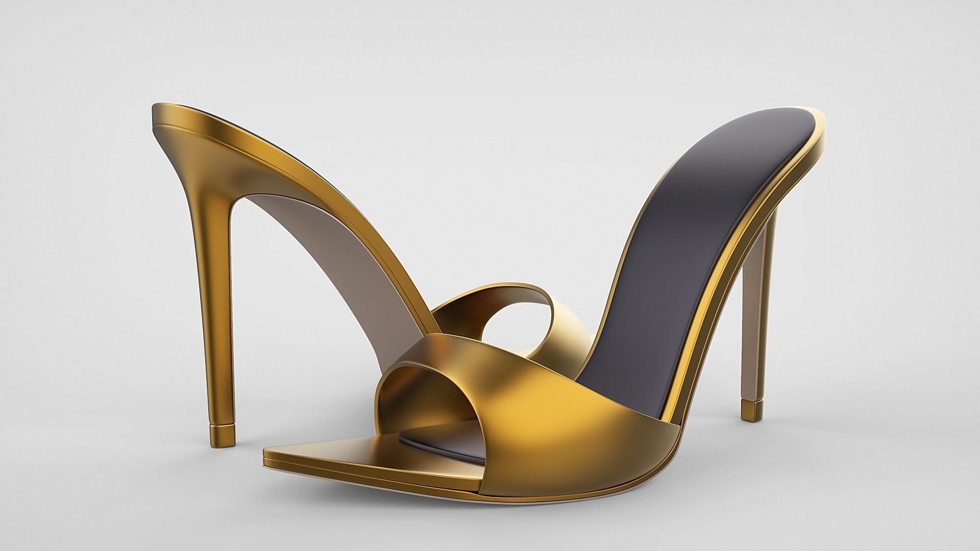 Pointed high heel open toe mules shoes 3D model_50