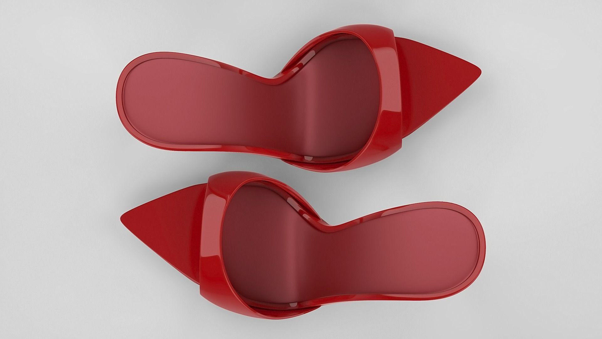 Pointed high heel open toe mules shoes 3D model_66