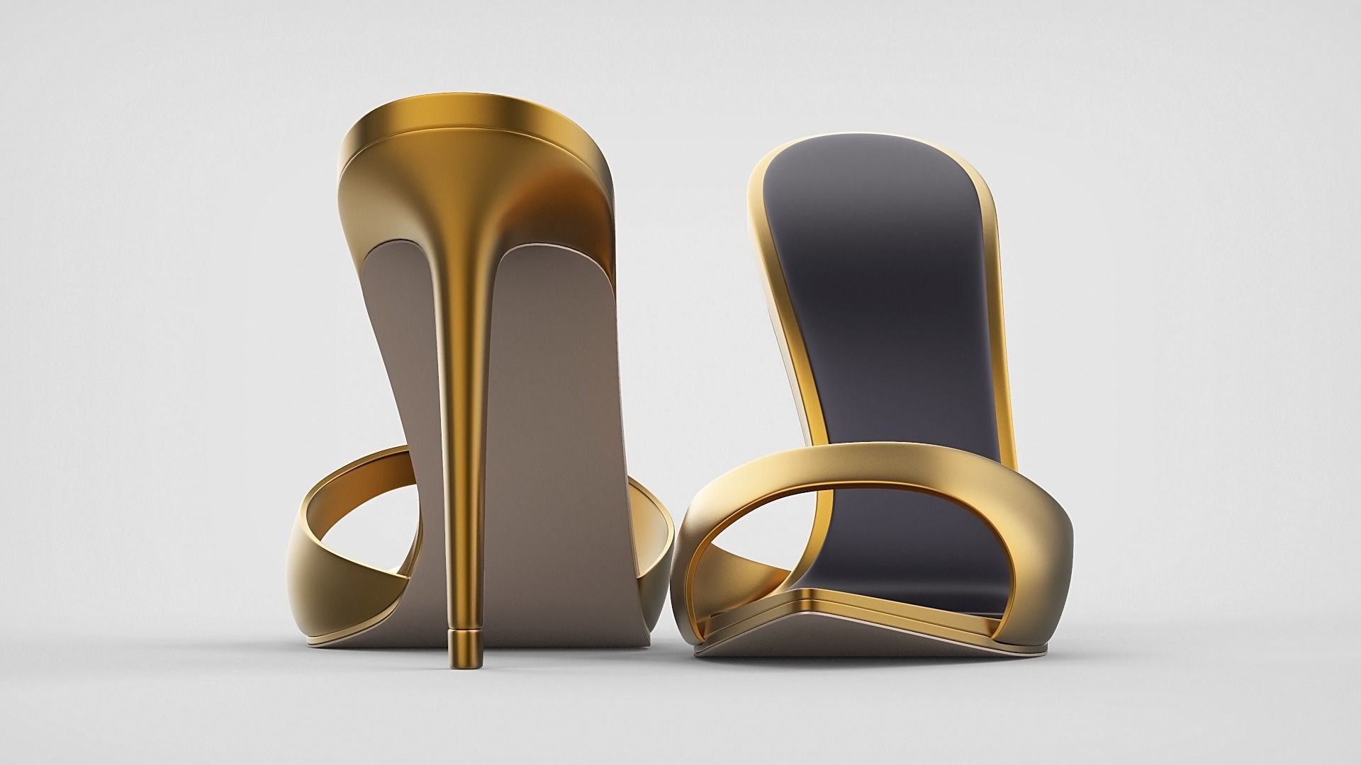 Pointed high heel open toe mules shoes 3D model_53