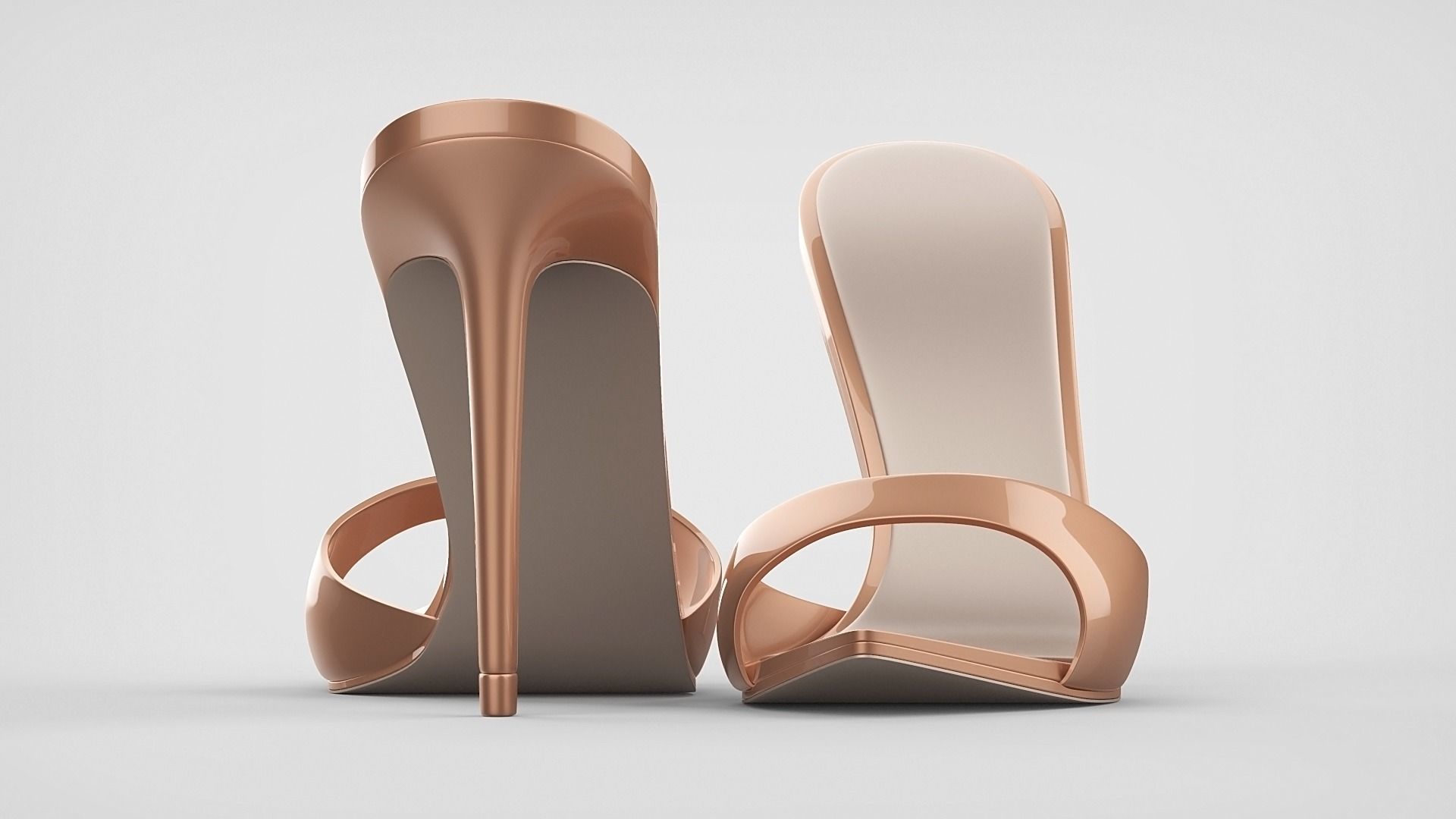 Pointed high heel open toe mules shoes 3D model_47