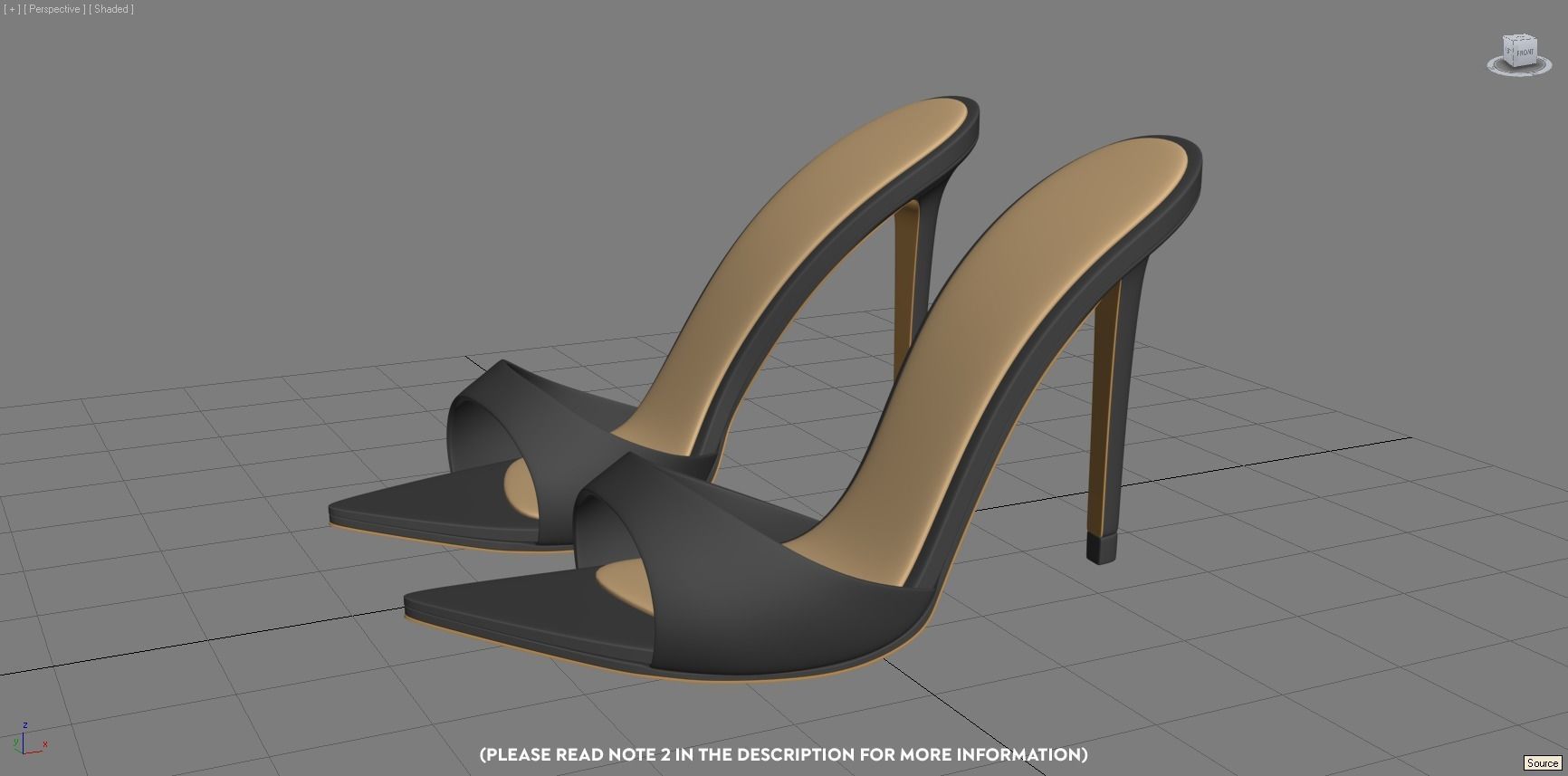 Pointed high heel open toe mules shoes 3D model_7