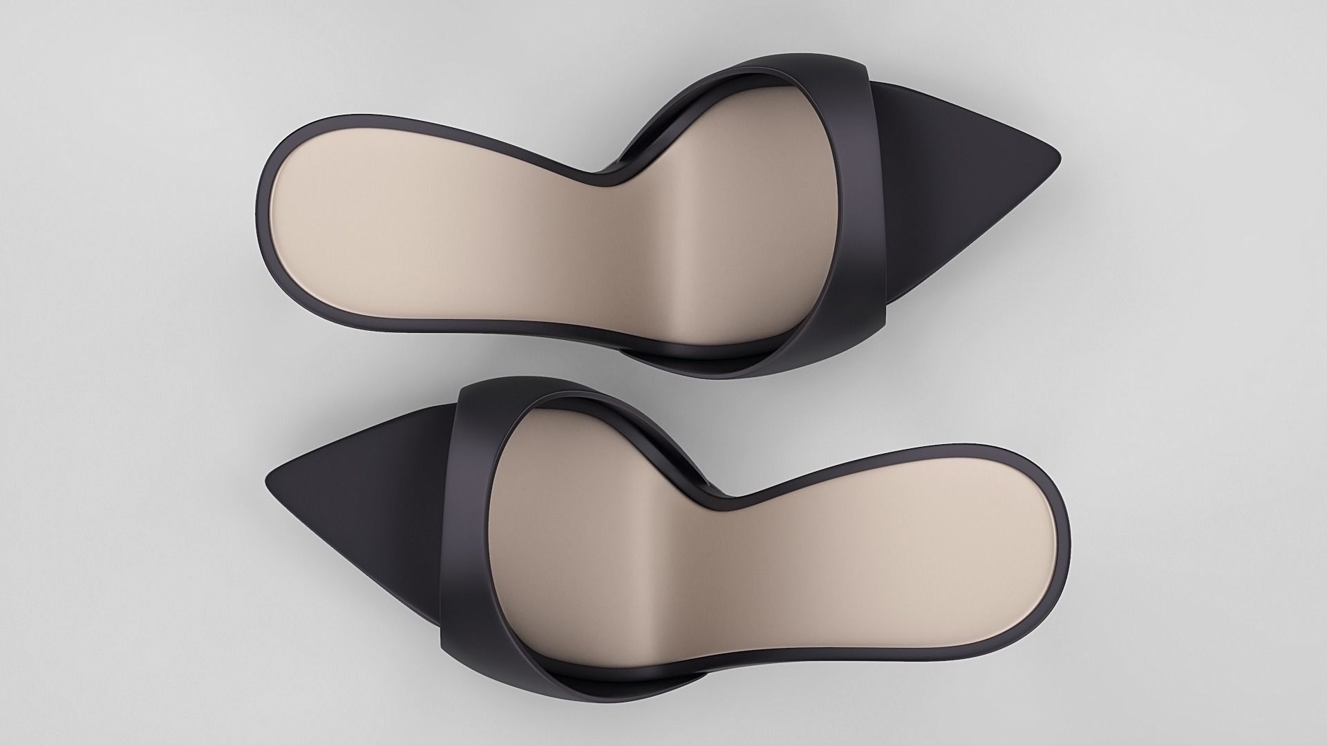 Pointed high heel open toe mules shoes 3D model_19