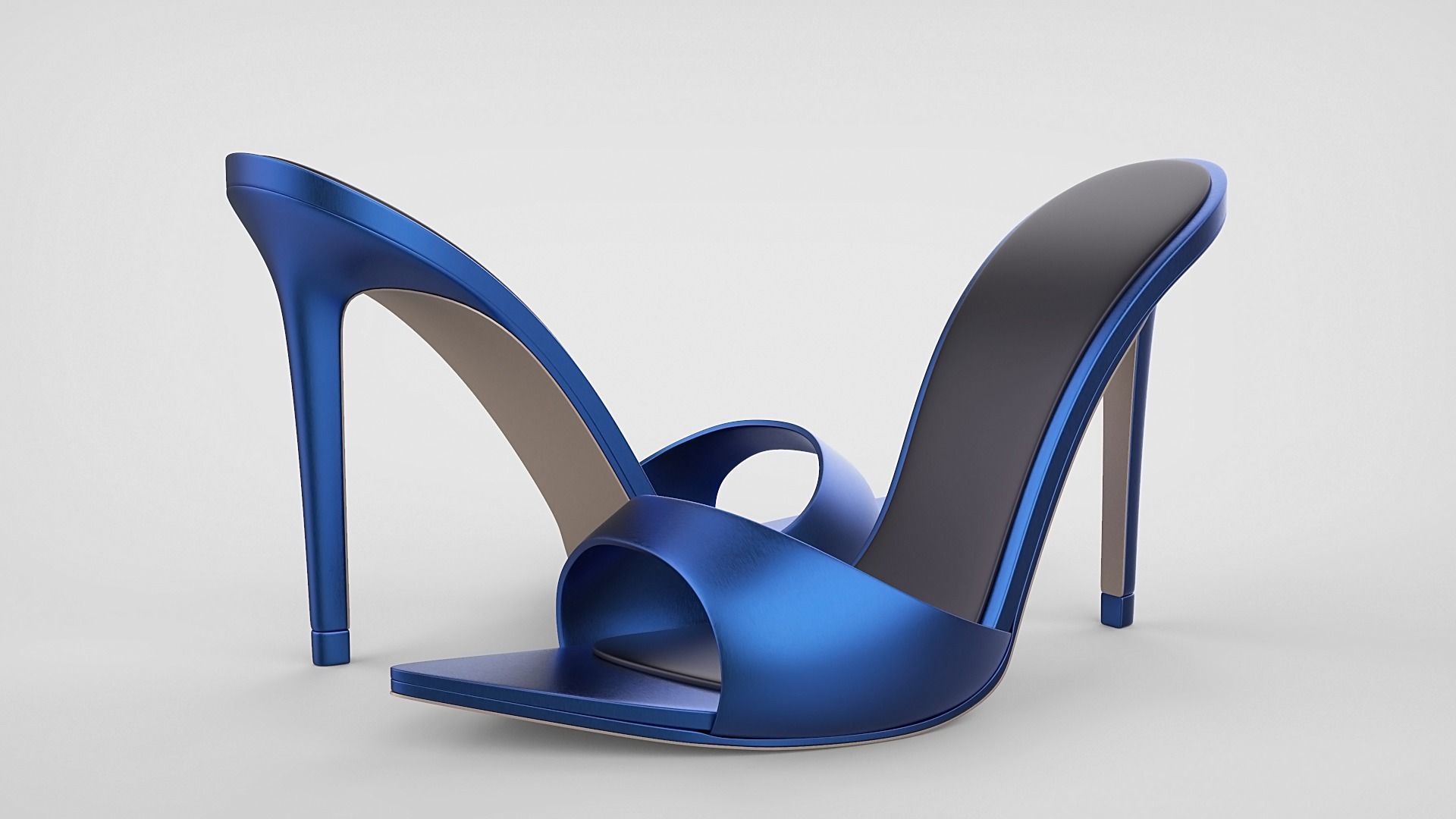 Pointed high heel open toe mules shoes 3D model_74