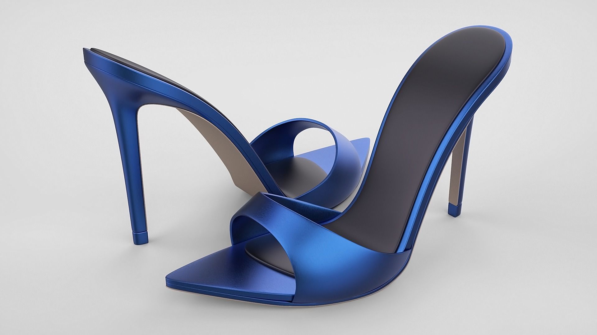 Pointed high heel open toe mules shoes 3D model_73
