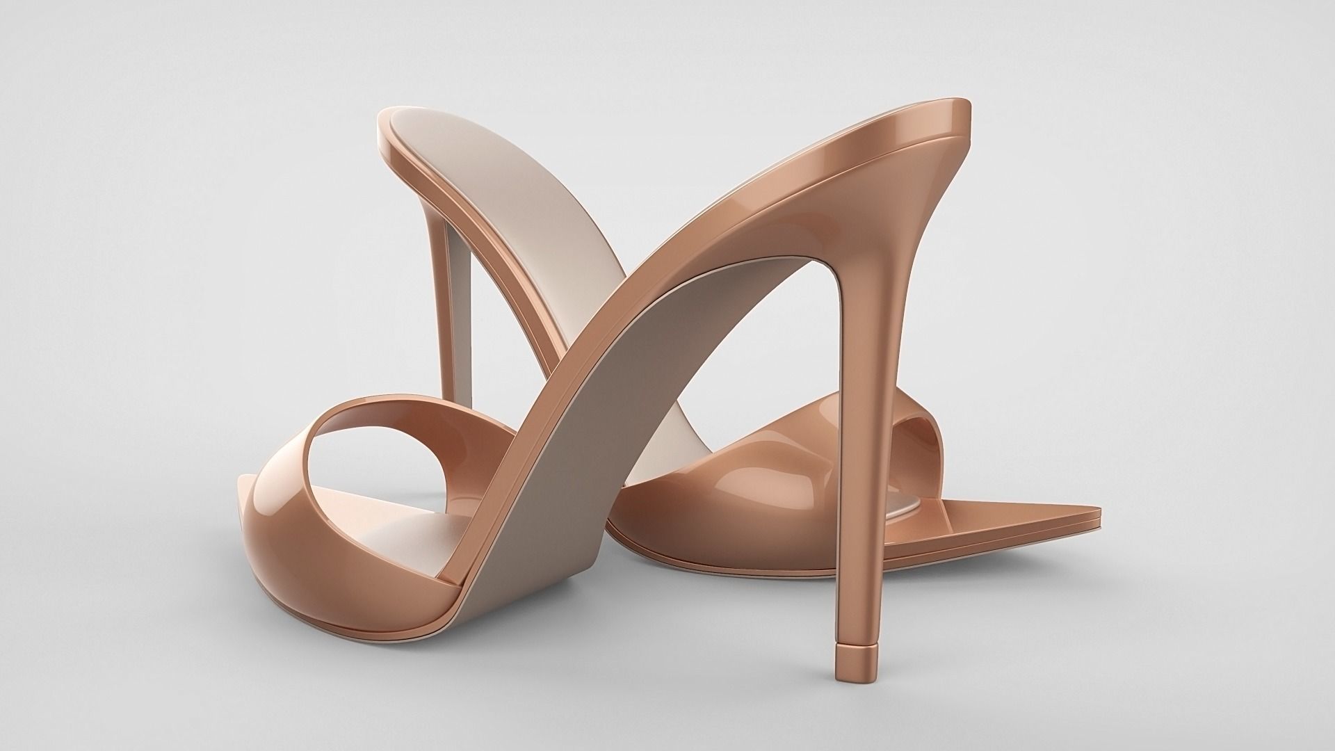 Pointed high heel open toe mules shoes 3D model_46