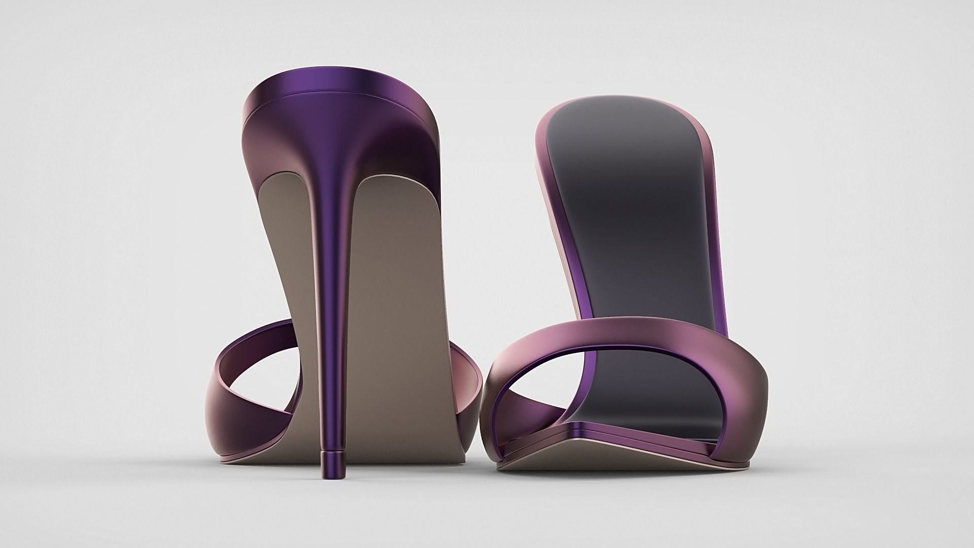 Pointed high heel open toe mules shoes 3D model_71