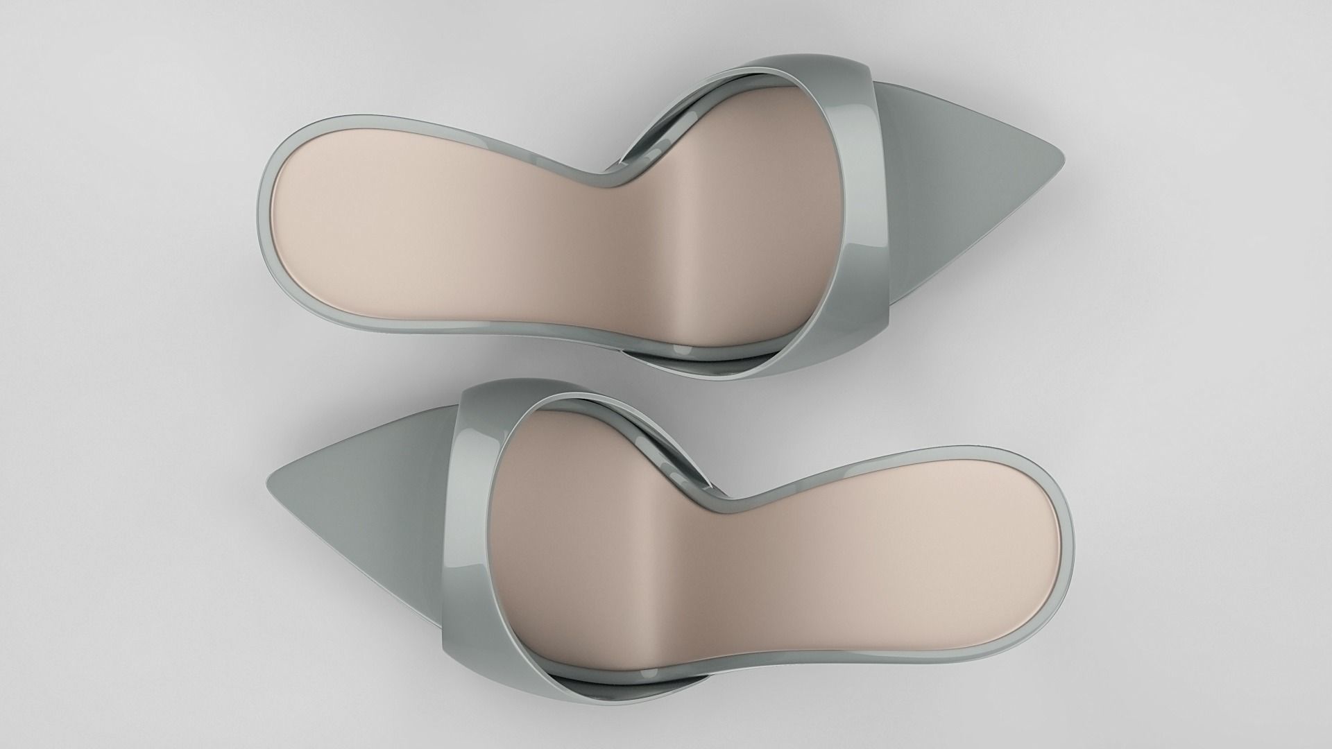 Pointed high heel open toe mules shoes 3D model_31