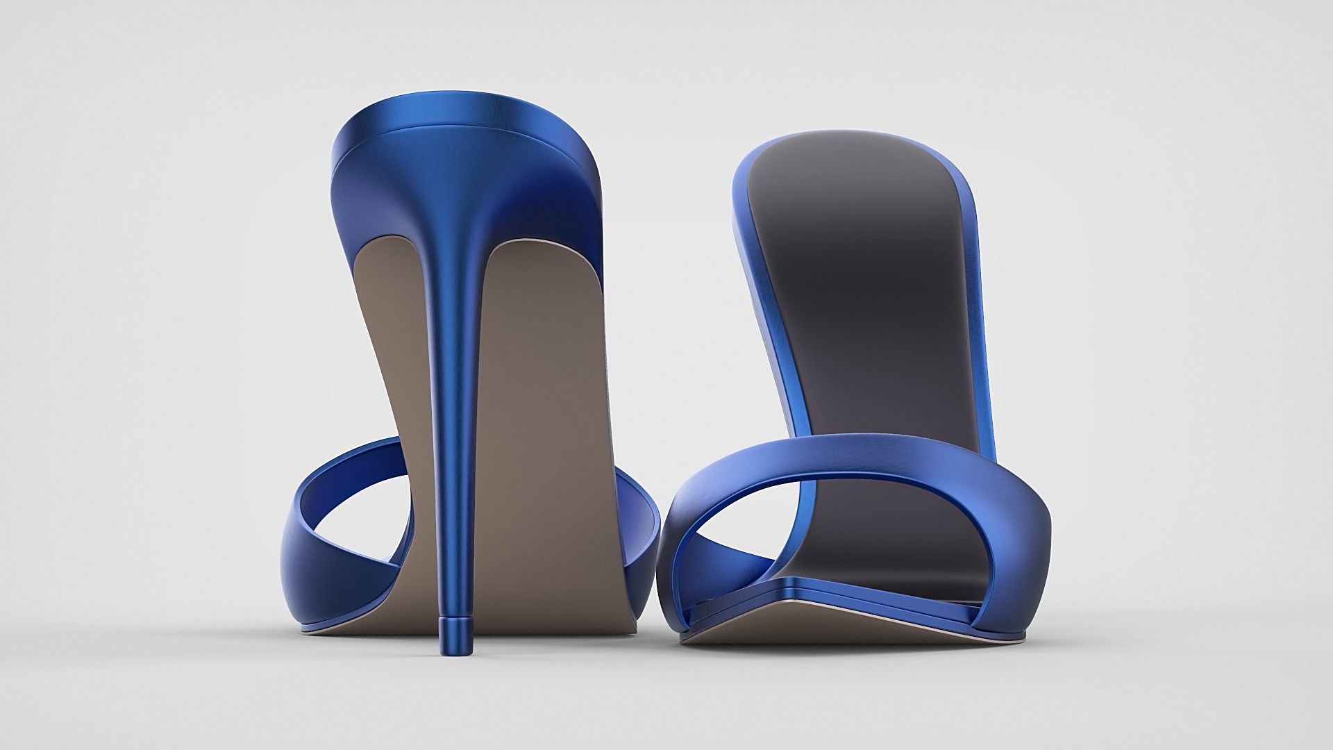 Pointed high heel open toe mules shoes 3D model_77