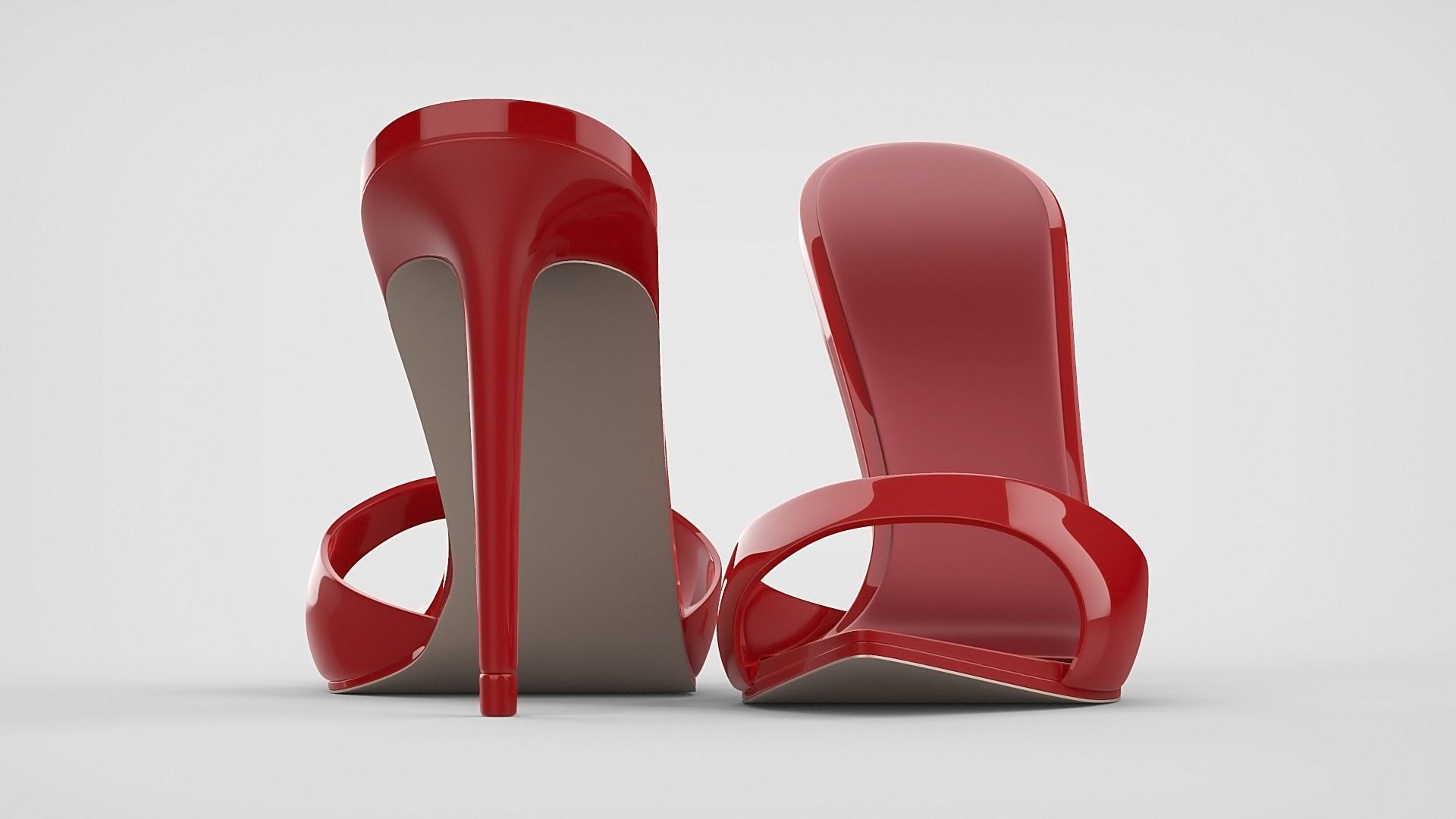 Pointed high heel open toe mules shoes 3D model_65