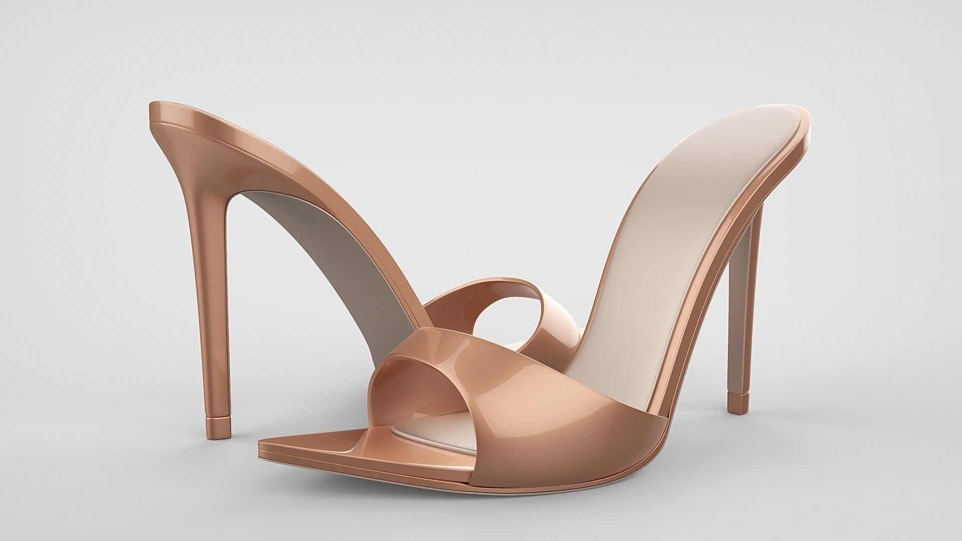 Pointed high heel open toe mules shoes 3D model_44