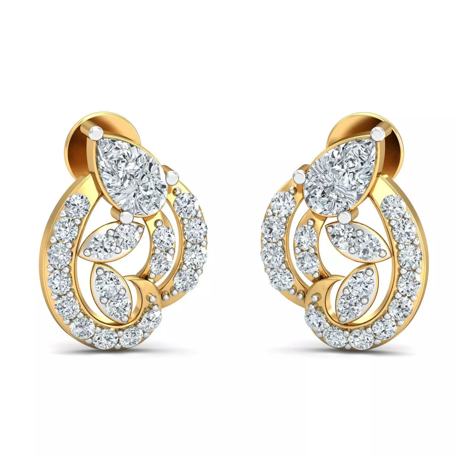Solitaire Women Earring 3dm STL OBJ FBX Render Details 3D print model