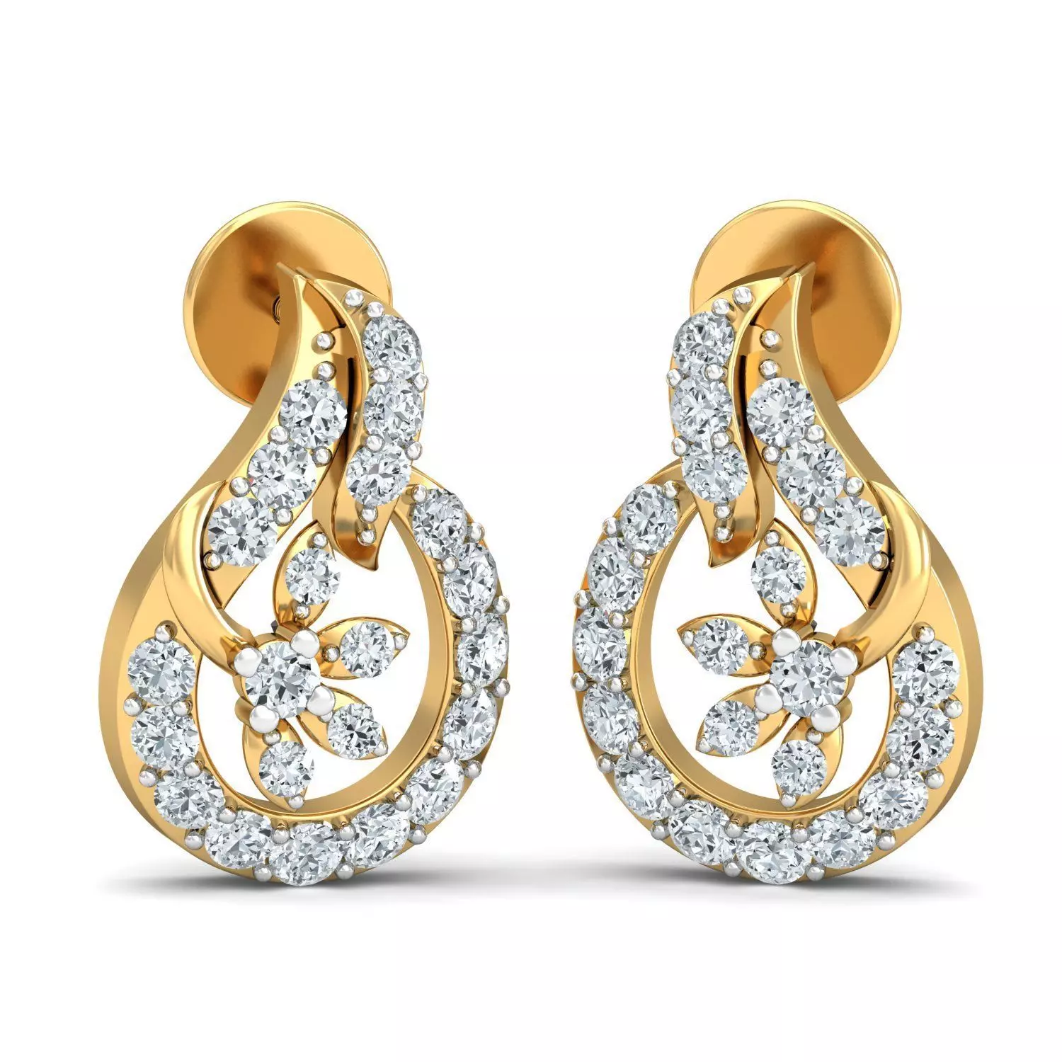 Solitaire Women Earring 3dm STL OBJ FBX Render Details 3D print model