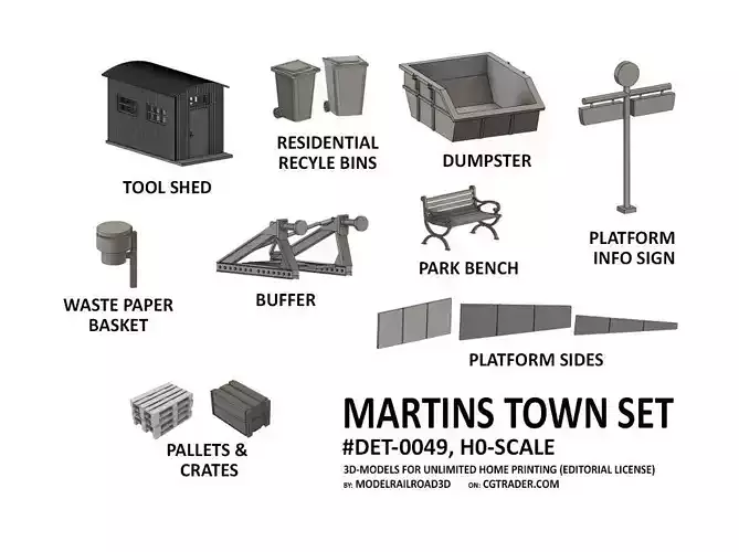 DET-0049 Martins town detail set H0-scale 3D print model