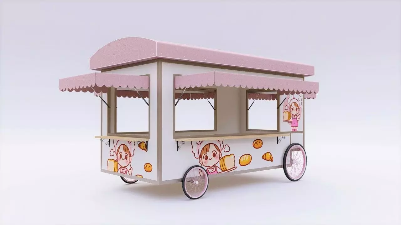 Food Stall Kiosk 3D model_0