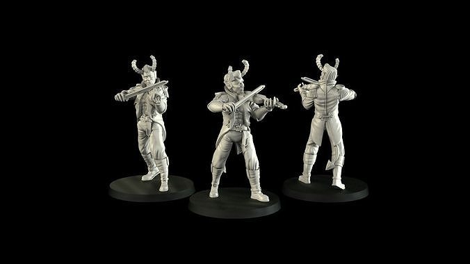 Tiefling 2 three figurines of group of men 3D print model