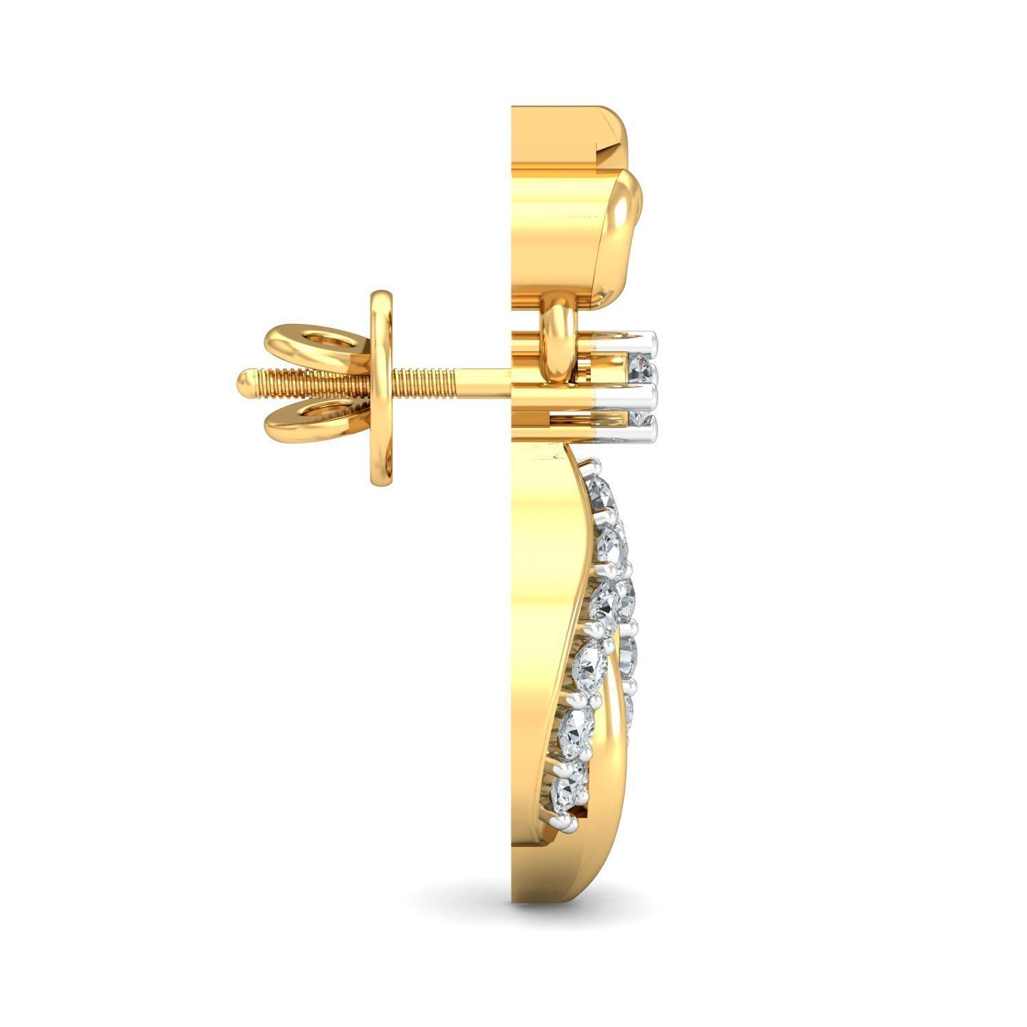 Solitaire Women Earring 3dm STL OBJ FBX Render Details 3D print model_2