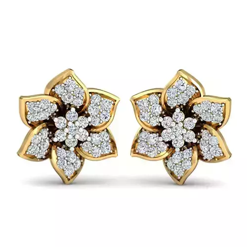 Solitaire Women Earring 3dm STL OBJ FBX Render Details