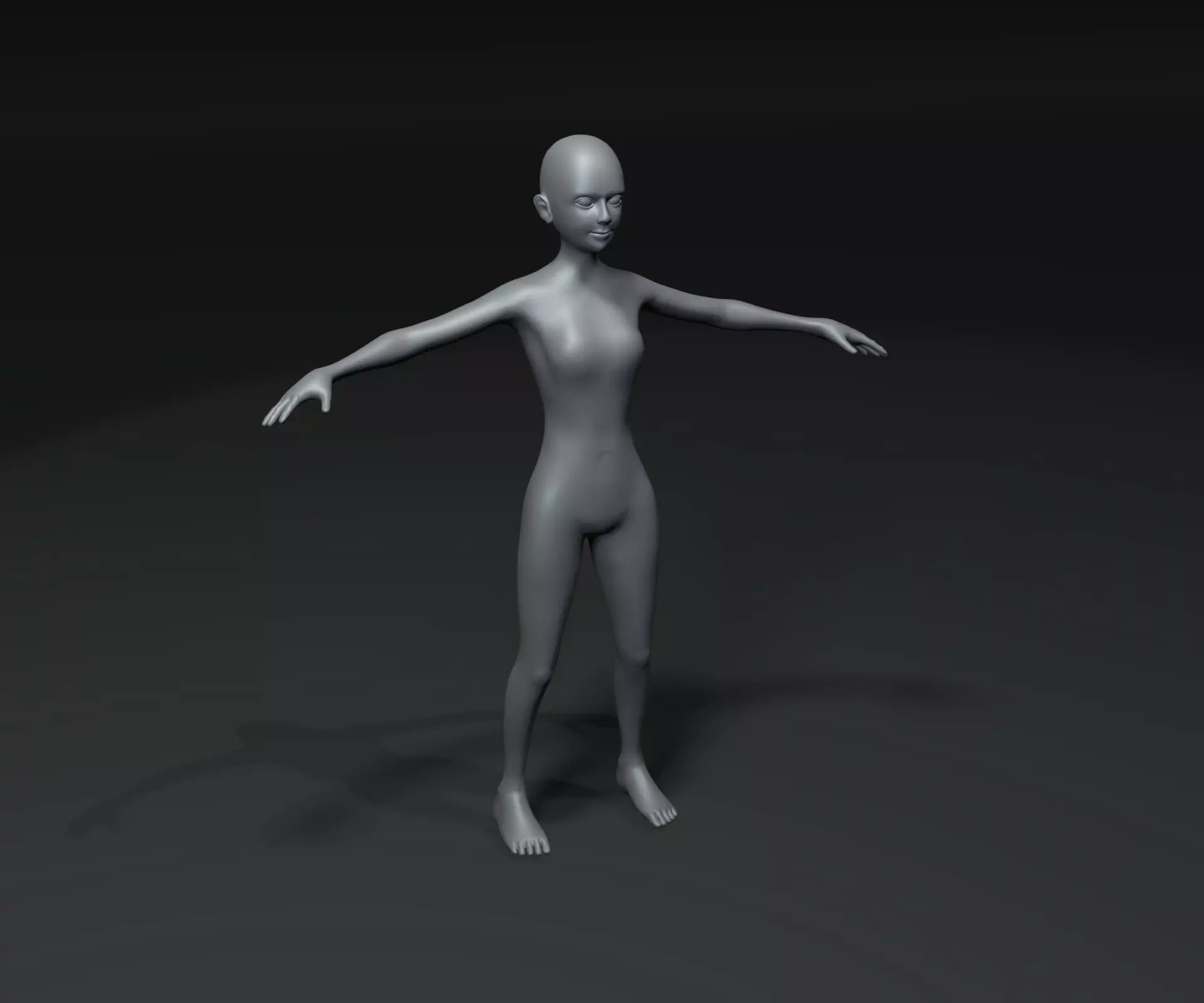 Girl Kid Body Base Mesh Animated Rigged 3D Model 20k Polygons Low-poly 3D model_0