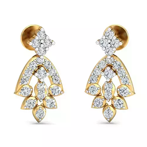 Solitaire Women Earring 3dm STL OBJ FBX Render Details