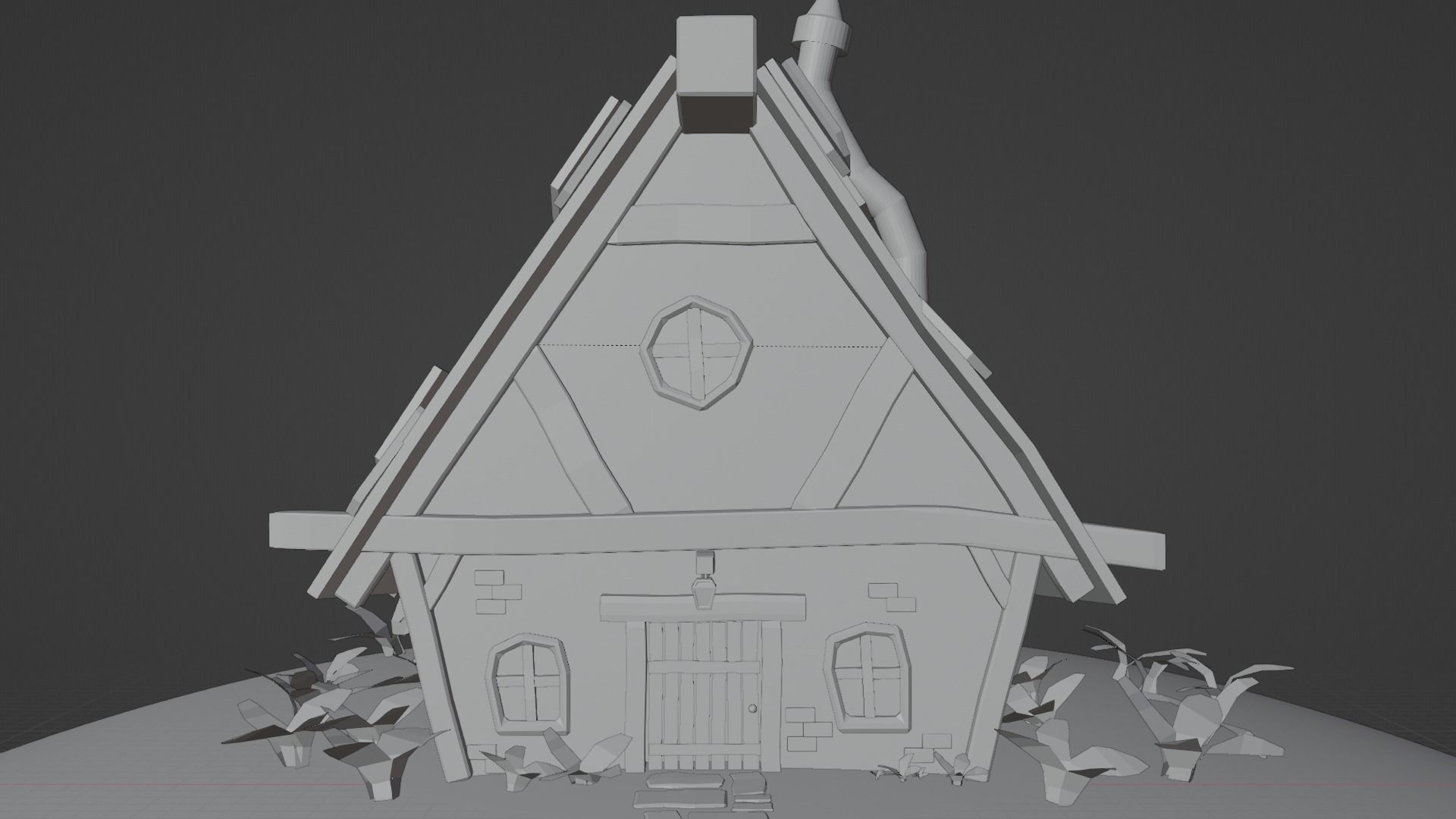 Old House Cottage-Low Poly Cartoon 3d Model Low-poly 3D model_11