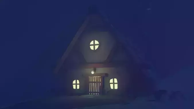 Old House Cottage-Low Poly Cartoon 3d Model